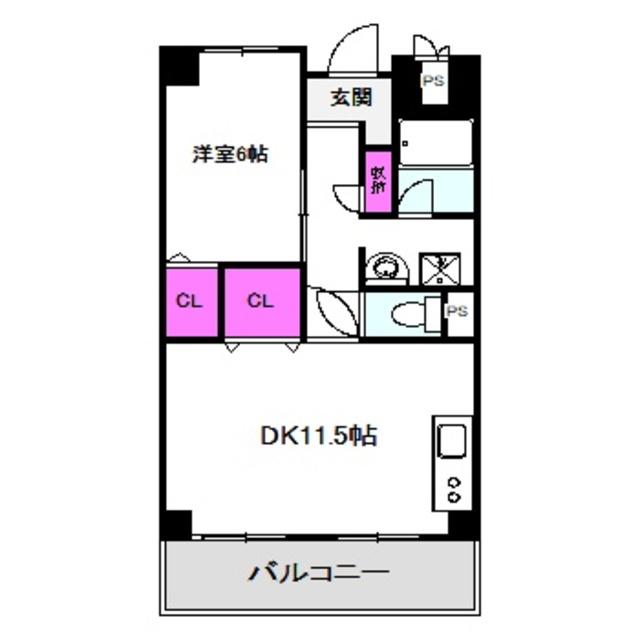 エルプラド京橋7号棟(1LDK/8階)の間取り写真