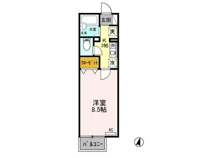 パインハウス(1K/1階)の間取り写真