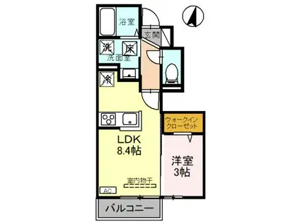エルミタージュII(1LDK/1階)の間取り写真