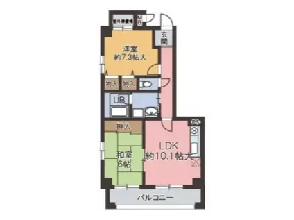 ドゥレーブ西宮(2LDK/1階)の間取り写真