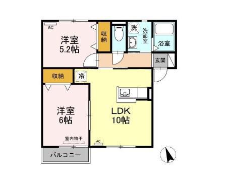 シティベルIYODA C(2LDK/1階)の間取り写真