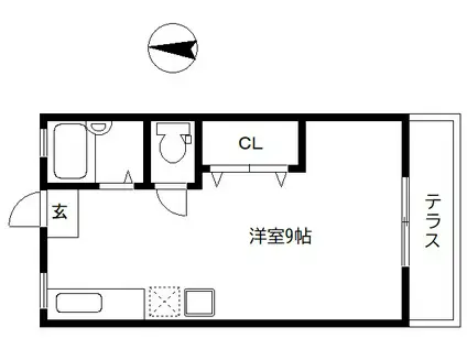 カーサみのる(ワンルーム/1階)の間取り写真