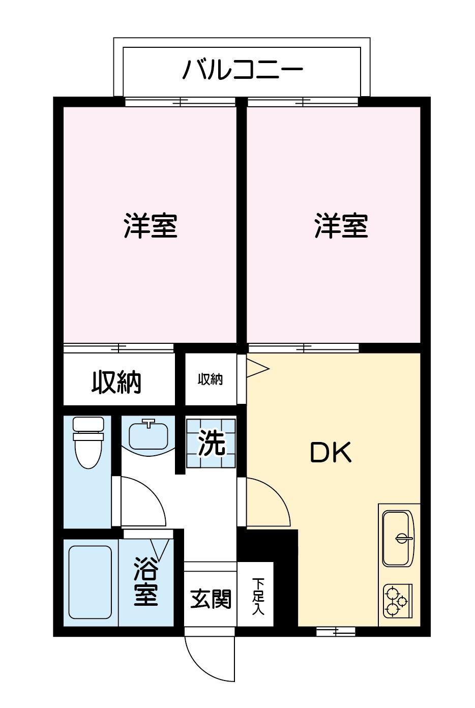 ドミールA(2DK/2階)の間取り写真