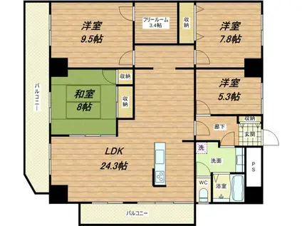 コーファセントラル(4SLDK/7階)の間取り写真