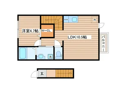 ヴィレッタ(1LDK/2階)の間取り写真