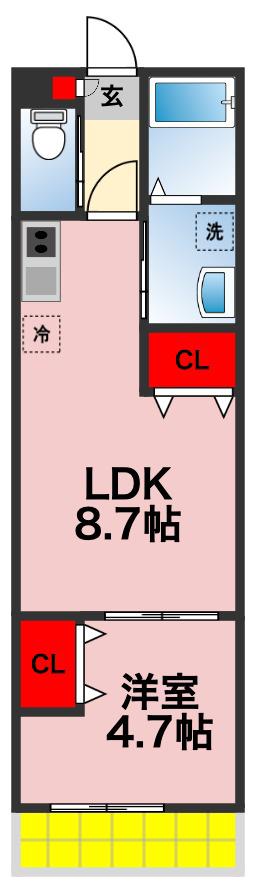レジデンス東千葉(1LDK/3階)の間取り写真