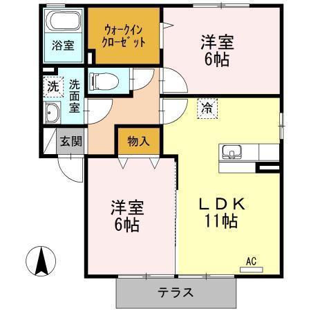 モンテ・シエルA(2LDK/1階)の間取り写真