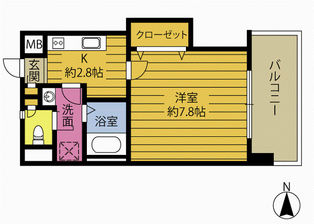 B-STAGE(1K/7階)の間取り写真