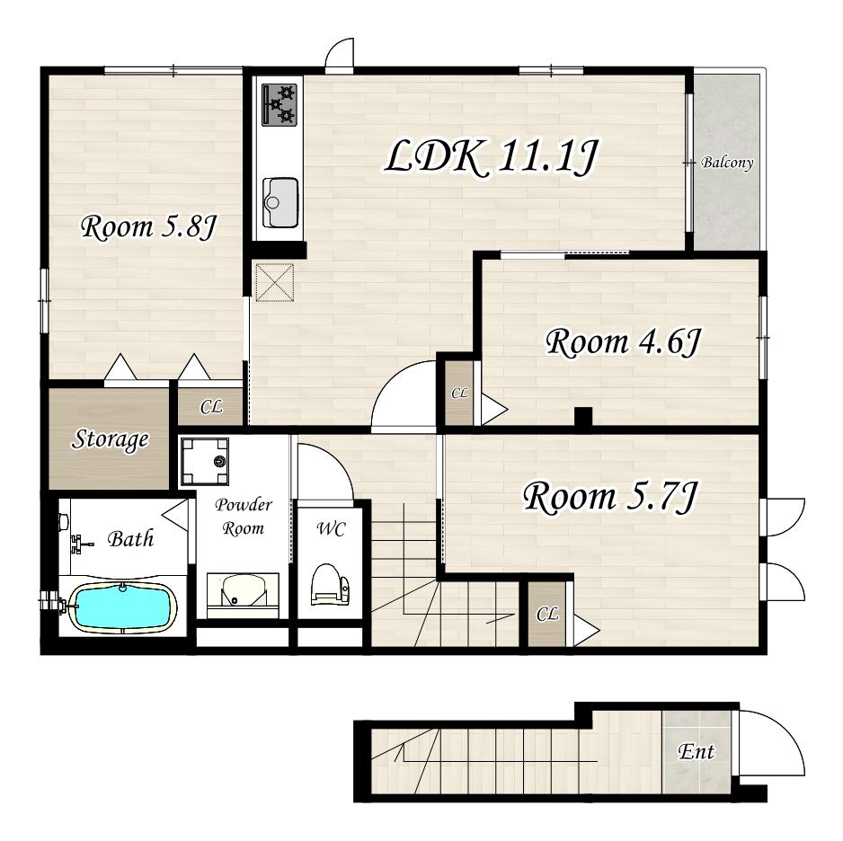 KITASAKURAZUKA RESIDENCE(3LDK/2階)の間取り写真