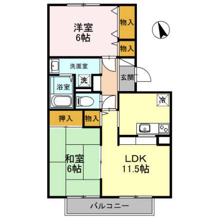 ビー・ハイブ(2LDK/2階)の間取り写真