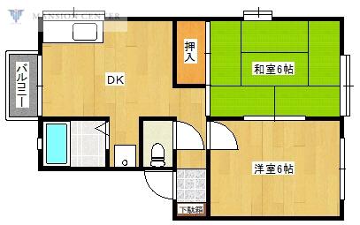 ライフタウン北葉(2DK/1階)の間取り写真
