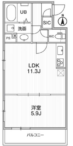 THE PALMS MUSE 新江古田(1LDK/2階)の間取り写真