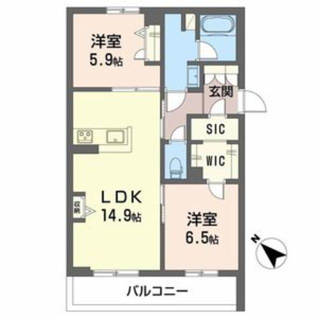 シャーメゾン グラニテ(2LDK/2階)の間取り写真