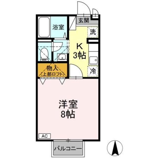 ドルフKII(1K/2階)の間取り写真