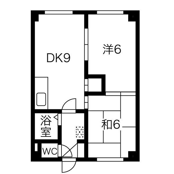 ラフォーレ52(2DK/1階)の間取り写真