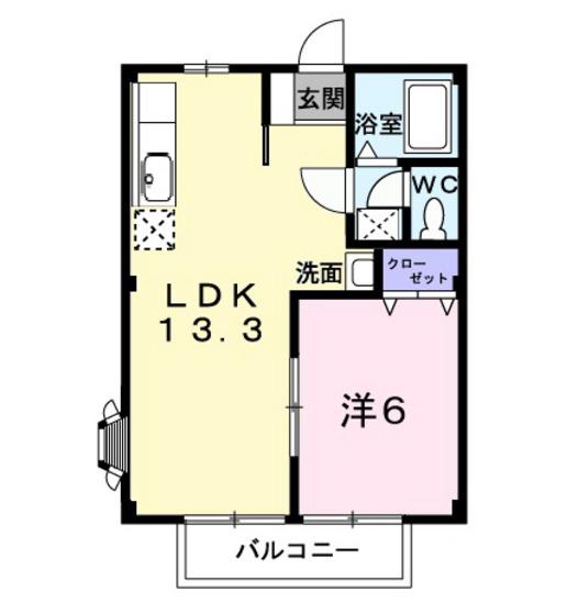 サンハイツ西浦(1LDK/1階)の間取り写真