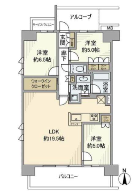クレヴィア高槻ガーデンテラス(3LDK/10階)の間取り写真