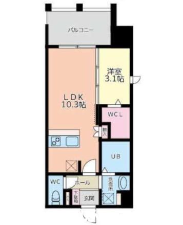 ブランスタイル博多II(1LDK/4階)の間取り写真