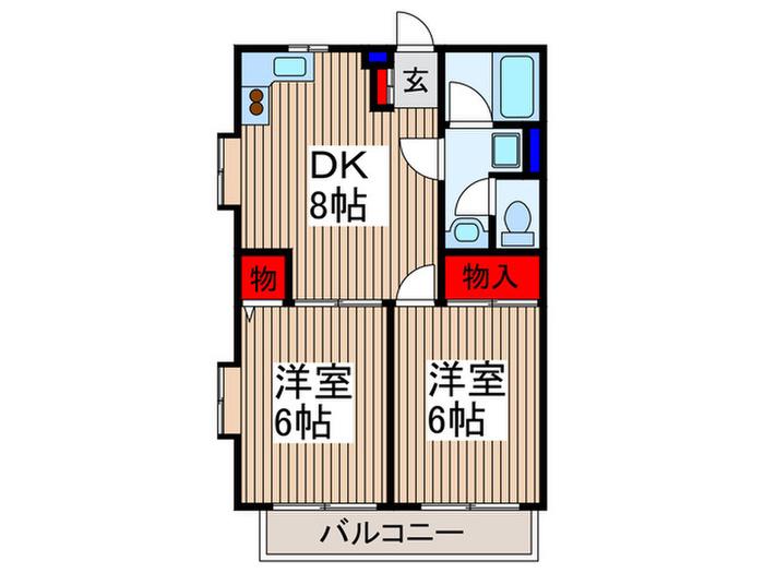 クラルテ元町(2DK/3階)の間取り写真