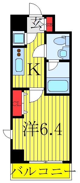 アンベリール西川口 弐番館(1K/6階)の間取り写真