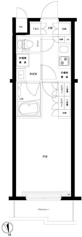 ルーブル武蔵中原参番館(1K/4階)の間取り写真