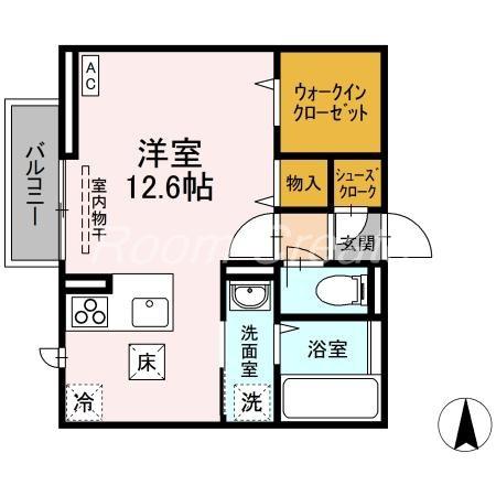 グリンセル新蔵(ワンルーム/2階)の間取り写真