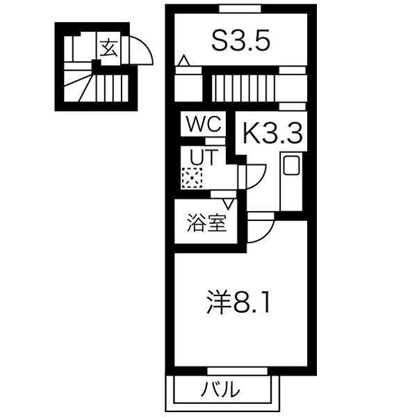 パークヒル(1SK/2階)の間取り写真