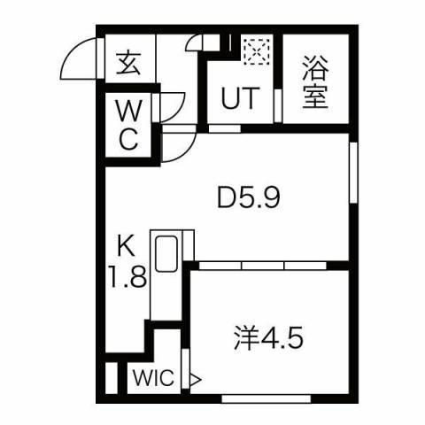 スフィーダ平岸(1LDK/1階)の間取り写真