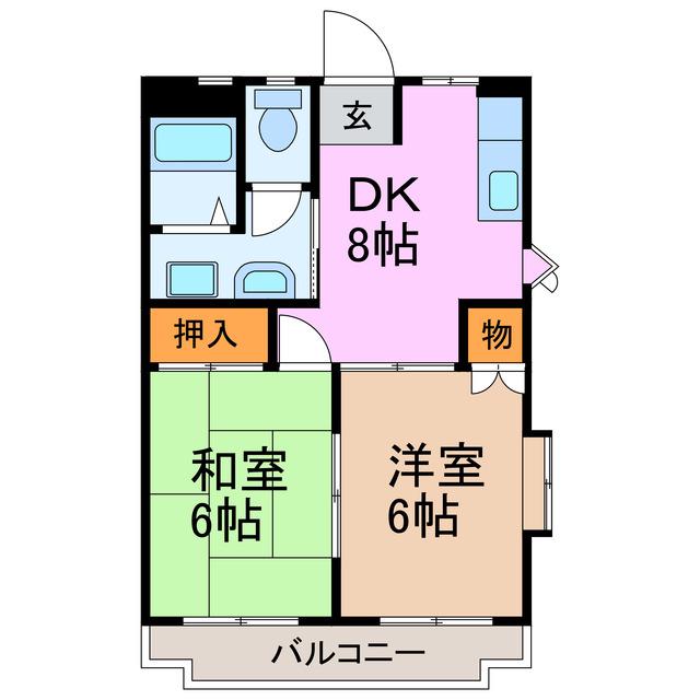 アーバニア武路A棟B棟(2DK/2階)の間取り写真