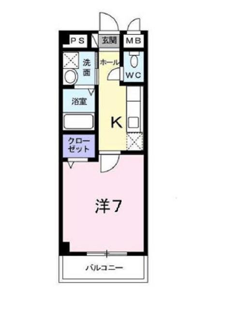 クリザンテーム山本II(1K/1階)の間取り写真