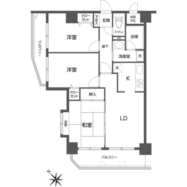 グリーンフィールド大山(3LDK/7階)の間取り写真
