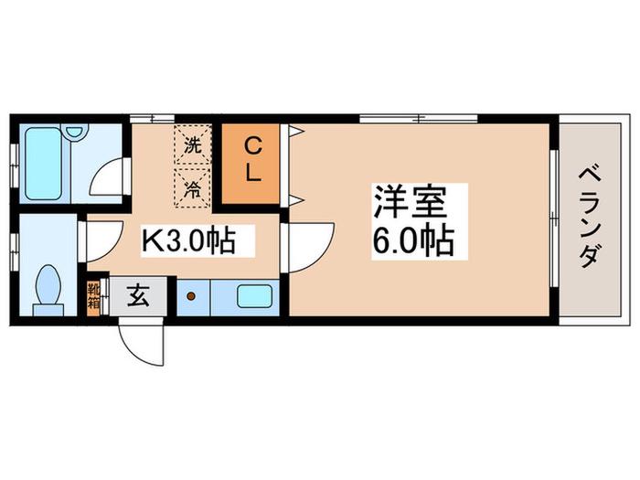 ノーブル新町(1K/2階)の間取り写真