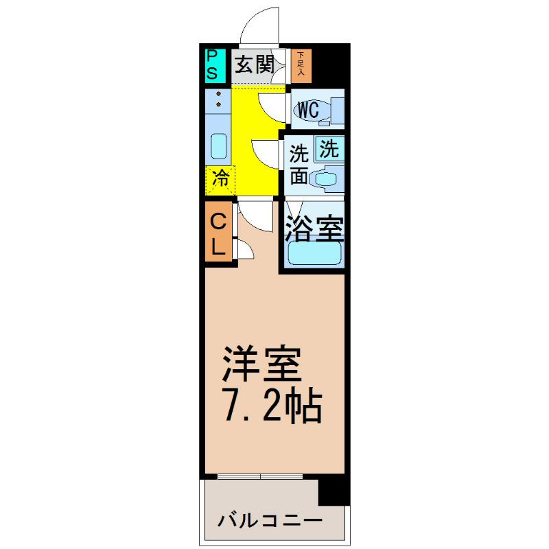 UURコート名古屋名駅(1K/6階)の間取り写真