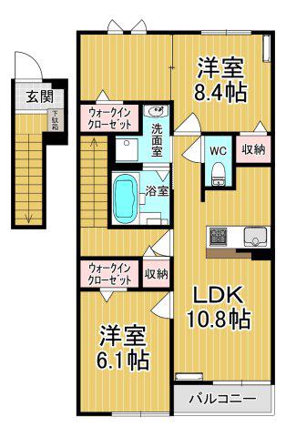 グランガーデン(2LDK/2階)の間取り写真