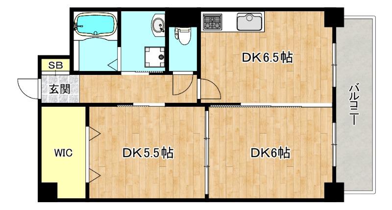 フラットフォーアイザワ(1LDK/4階)の間取り写真