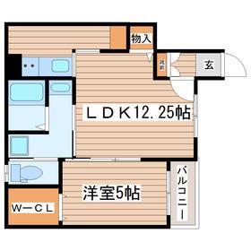 クオーレ木ノ下(1LDK/1階)の間取り写真