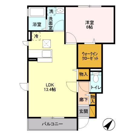 ヴァレンティーナB(1LDK/1階)の間取り写真