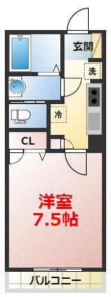 オリオンスター(1K/3階)の間取り写真