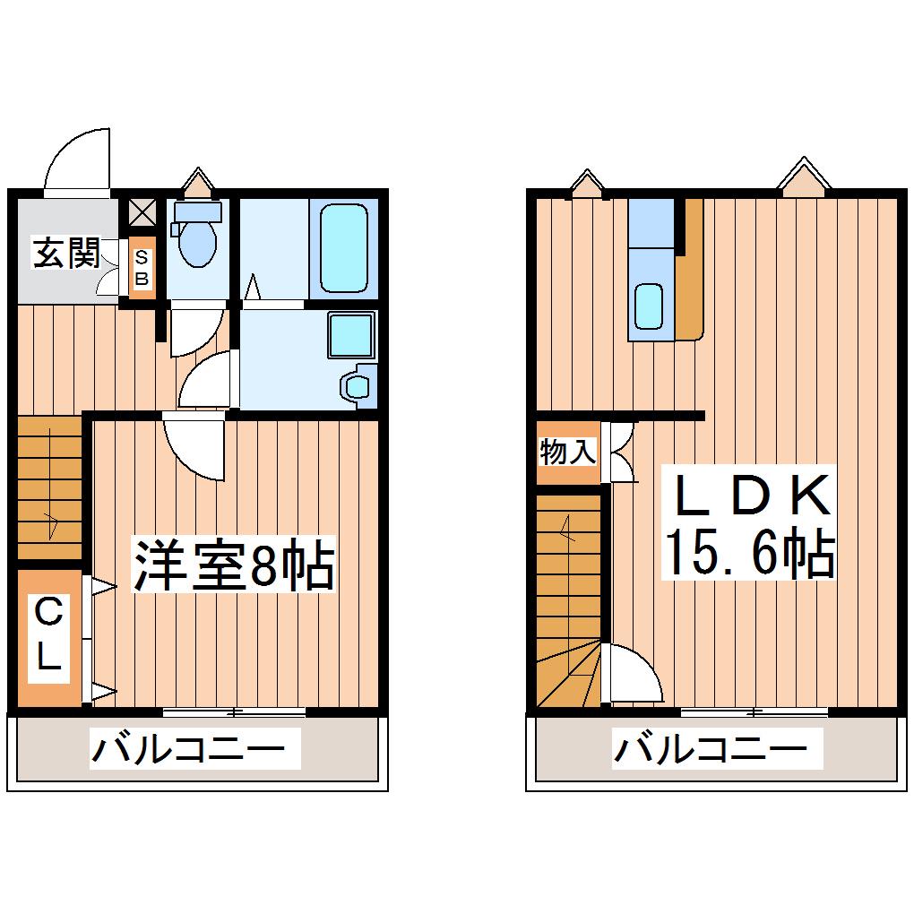 COMODO(1LDK/2階)の間取り写真