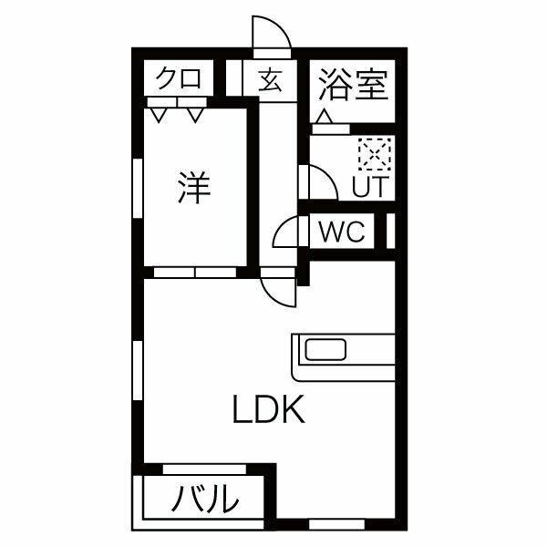 GCDヴィラ荒子(1LDK/2階)の間取り写真