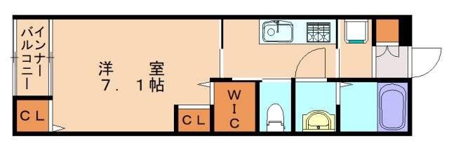 ロイヤルハウス赤間(1K/1階)の間取り写真