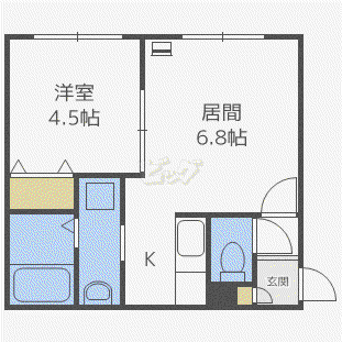 BACHICOI2(1LDK/3階)の間取り写真