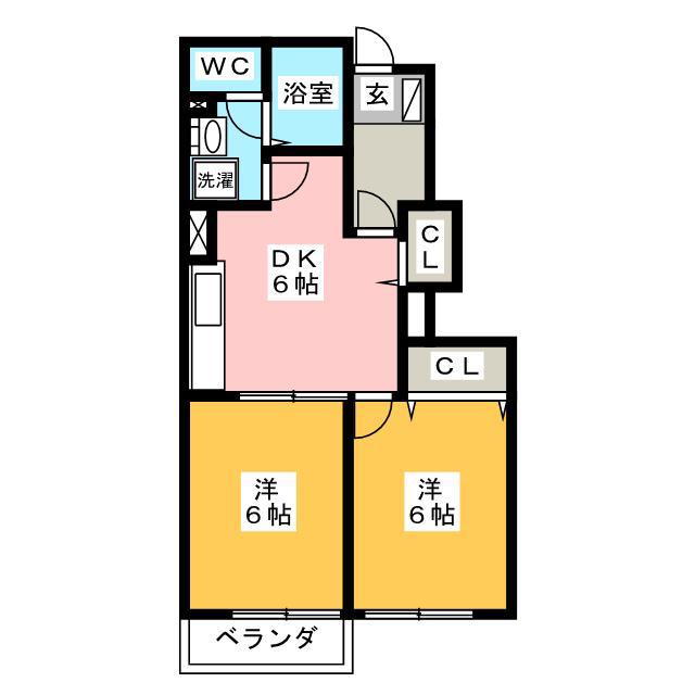ビックスト-ンアネックス(2DK/1階)の間取り写真