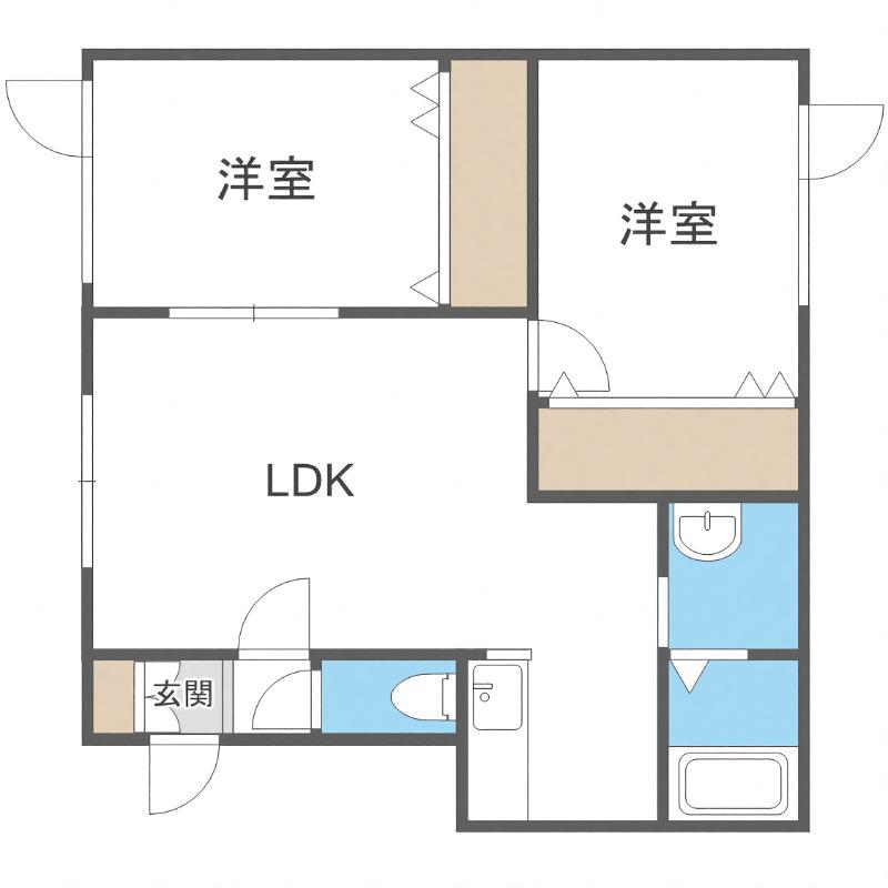 コーポライジングサン2A(2LDK/2階)の間取り写真