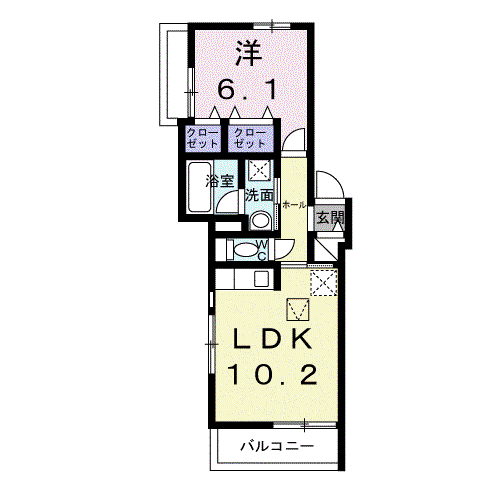 CERNE西宮(1LDK/1階)の間取り写真