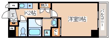 マリンシティ三宮(1K/6階)の間取り写真