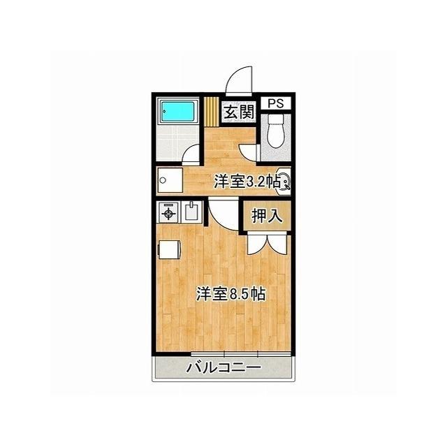 サンハイツ飯野(ワンルーム/2階)の間取り写真