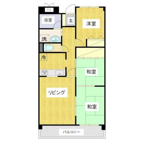 サザンヒルズ仲田(3LDK/2階)の間取り写真