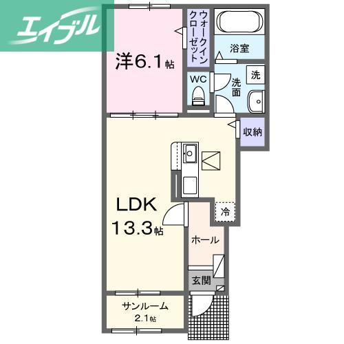 アベニールS(1LDK/1階)の間取り写真