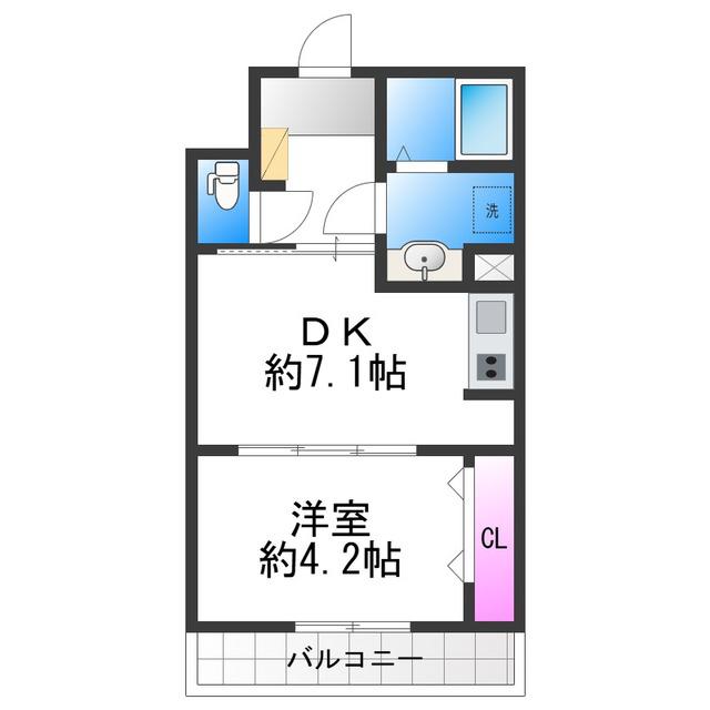 リアライズ長居公園通(1DK/5階)の間取り写真